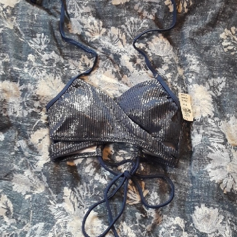 VS Pink Blue Shiny Bikini Top